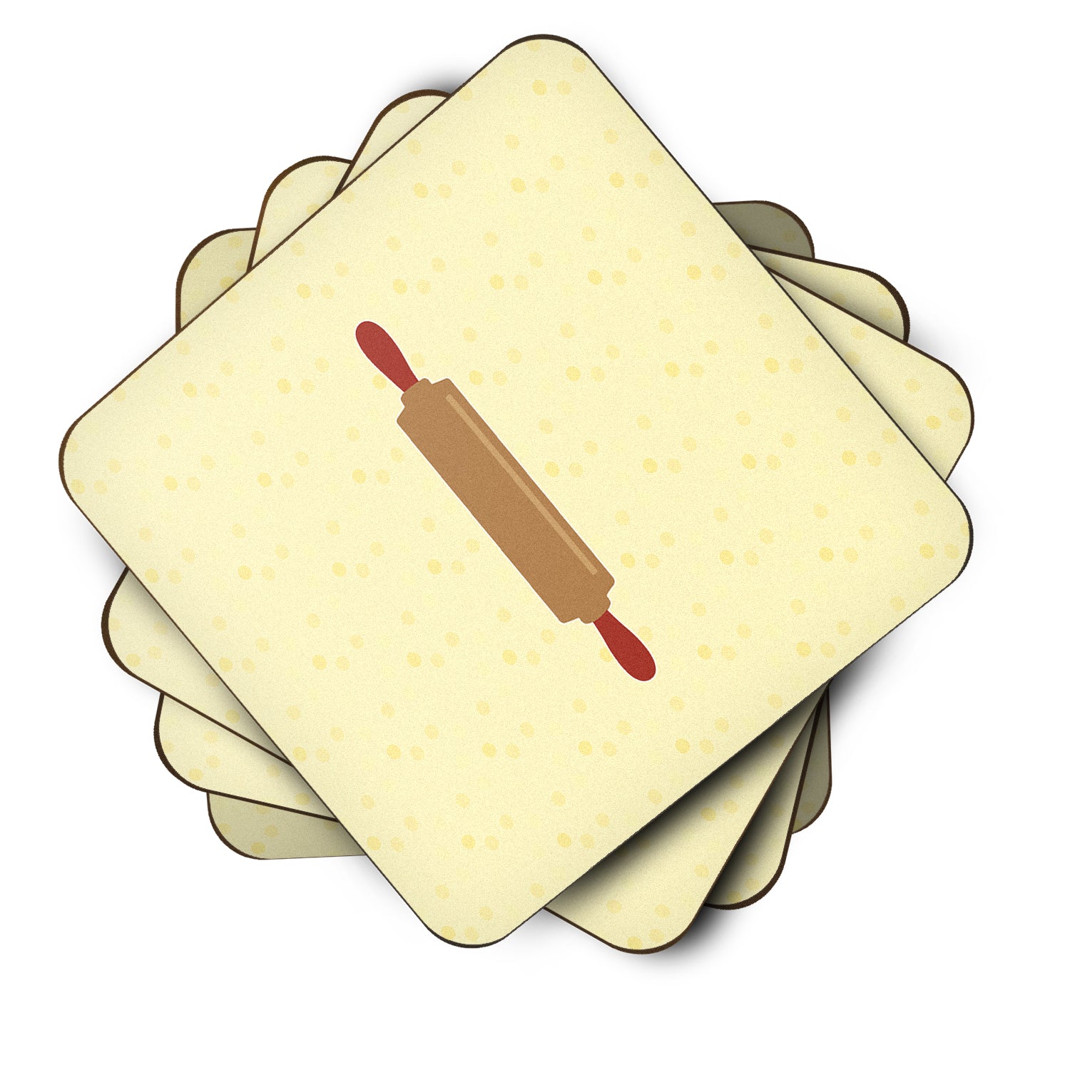 Rolling Pin on Yellow Foam Coaster Set of 4 BB7286FC - the-store.com