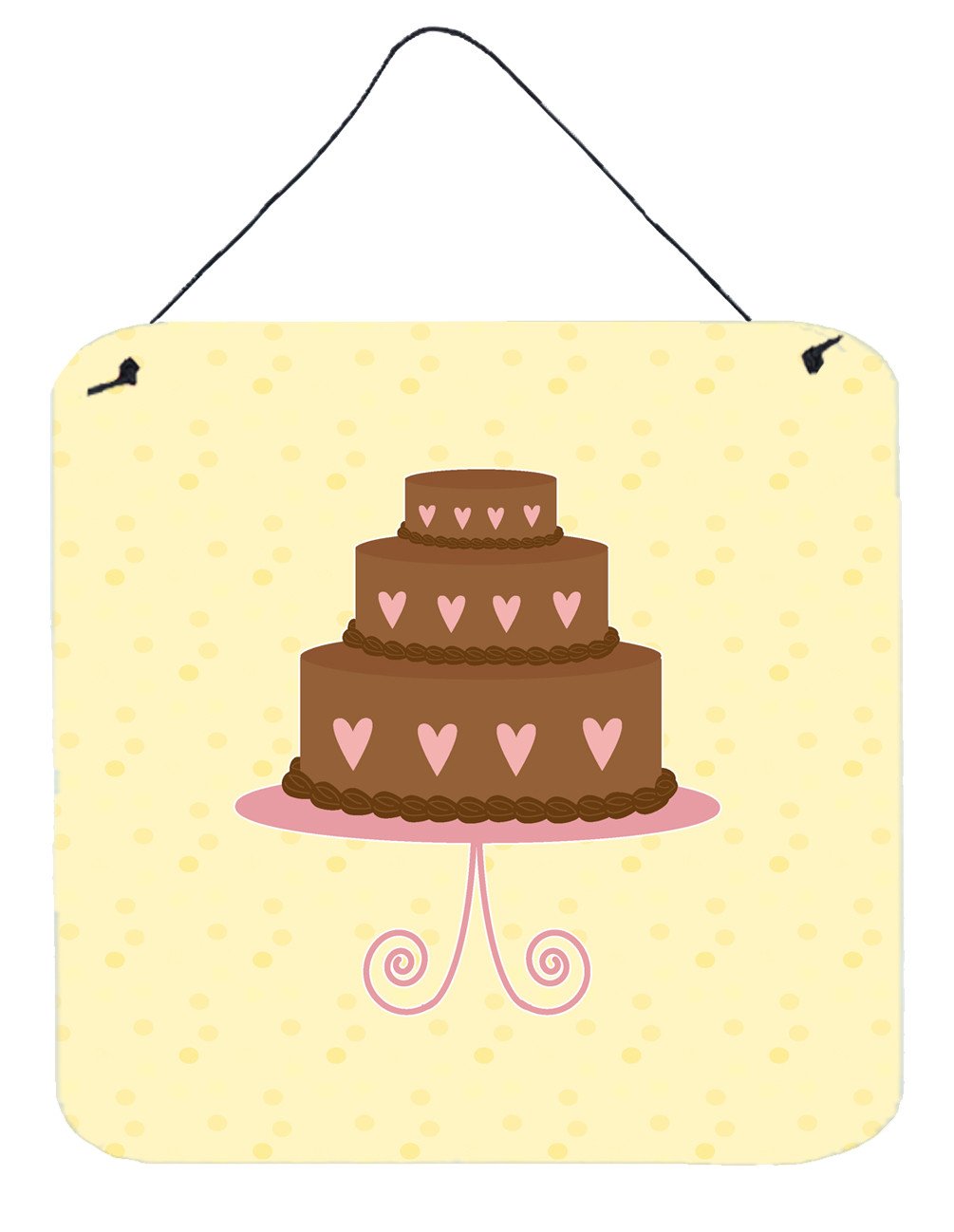 3 Tier Heart Chocolate Cake on Yellow Wall or Door Hanging Prints BB7288DS66 by Caroline&#39;s Treasures