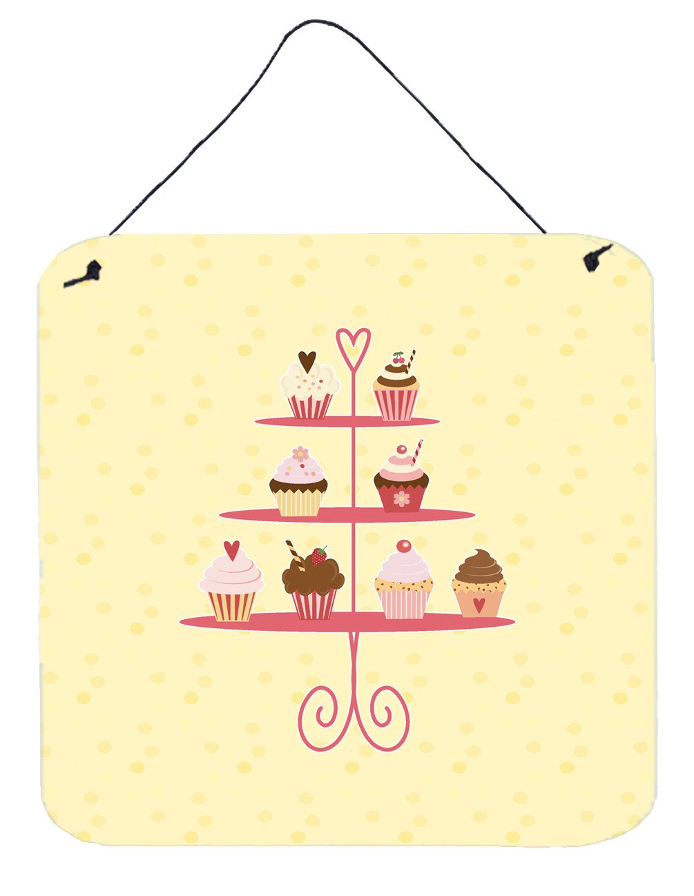 3 Tier Cupcakes on Yellow Wall or Door Hanging Prints BB7289DS66 by Caroline&#39;s Treasures