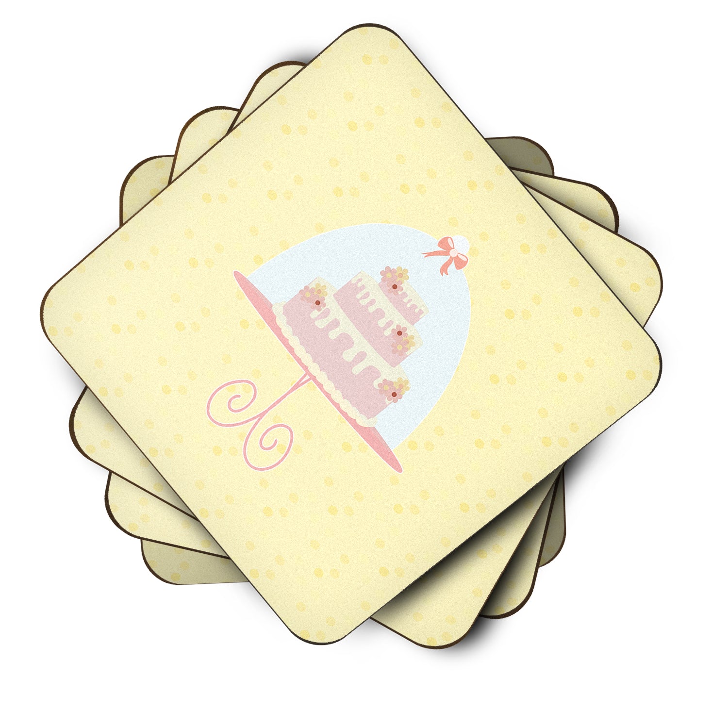 3 Tier Cake on Yellow Foam Coaster Set of 4 BB7291FC - the-store.com