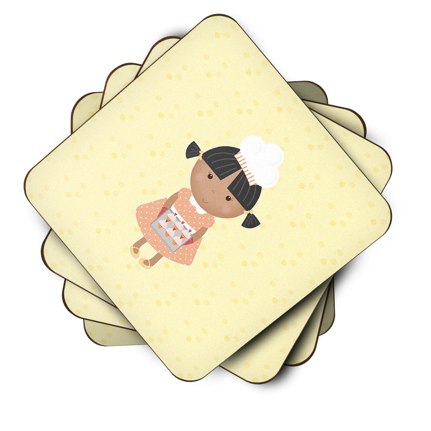 African American Baker on Yellow Foam Coaster Set of 4 BB7293FC - the-store.com