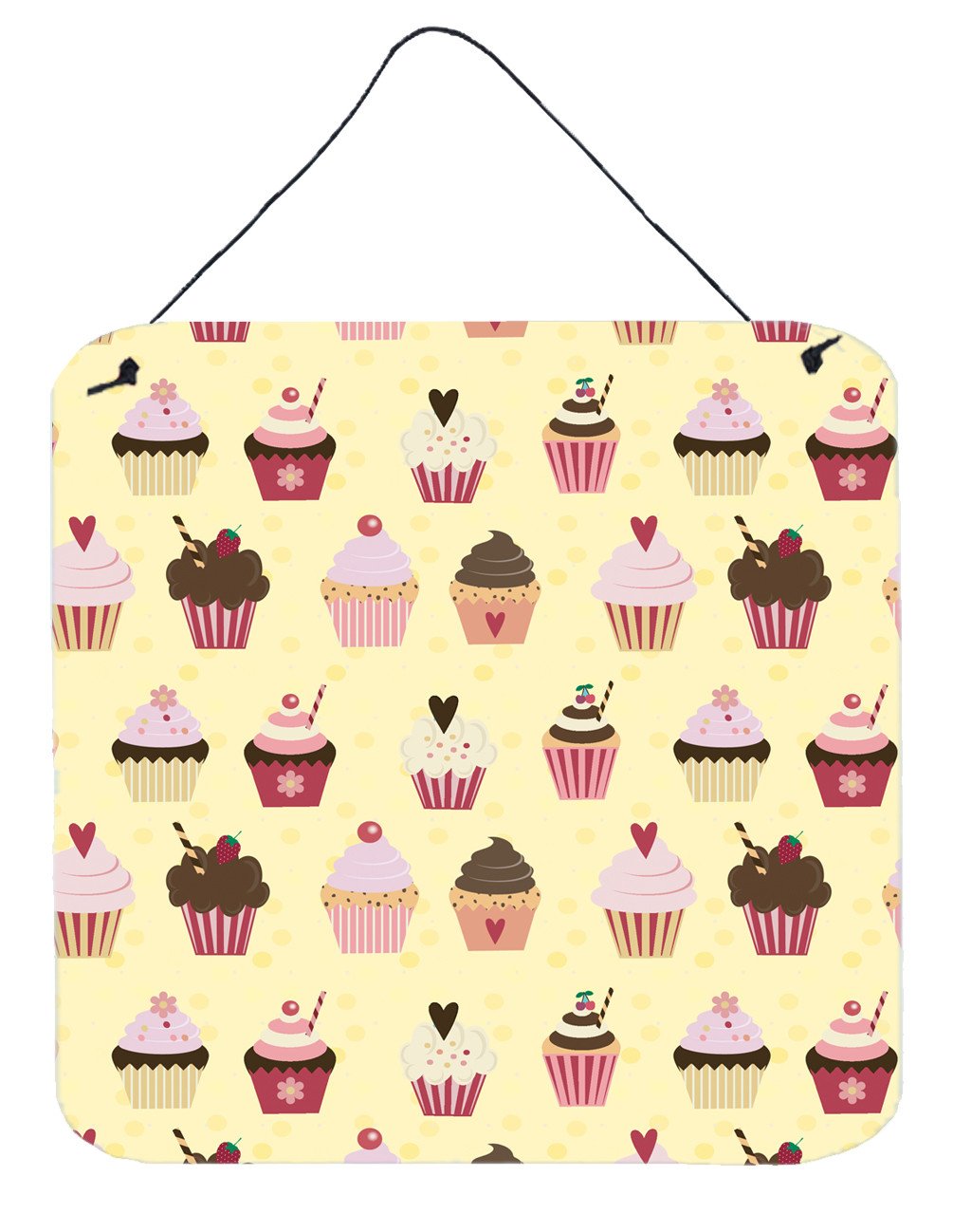 Cupcakes on Yellow Wall or Door Hanging Prints BB7295DS66 by Caroline&#39;s Treasures