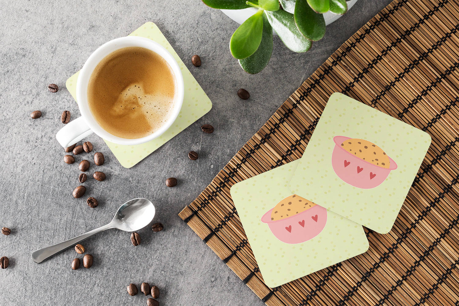 Cookie Dough on Green Foam Coaster Set of 4 BB7296FC - the-store.com