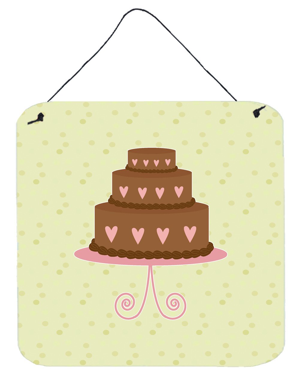 Heart Chocolate Cake on Green Wall or Door Hanging Prints BB7303DS66 by Caroline&#39;s Treasures
