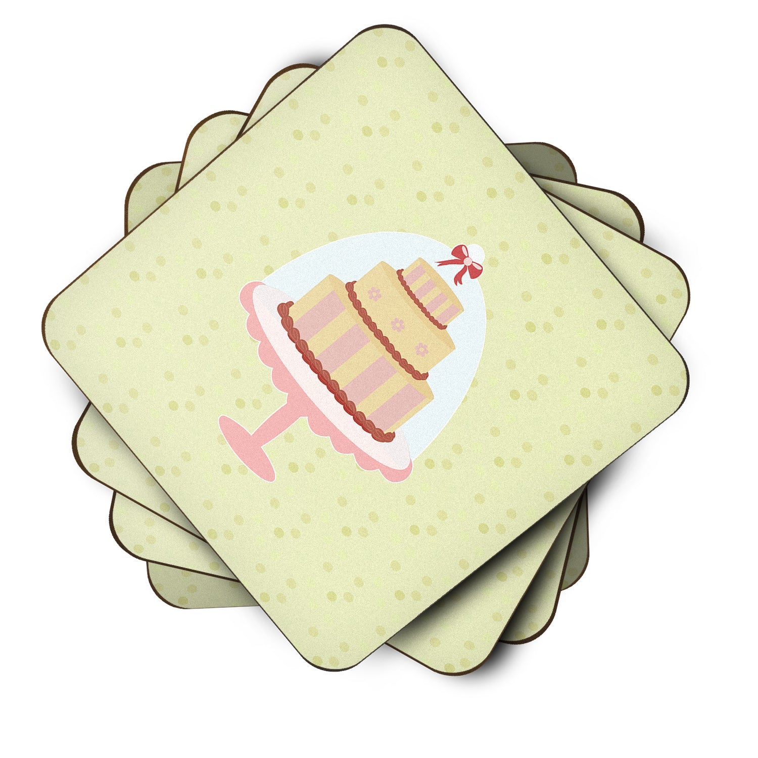 Decorated Cake on Green Foam Coaster Set of 4 BB7305FC - the-store.com