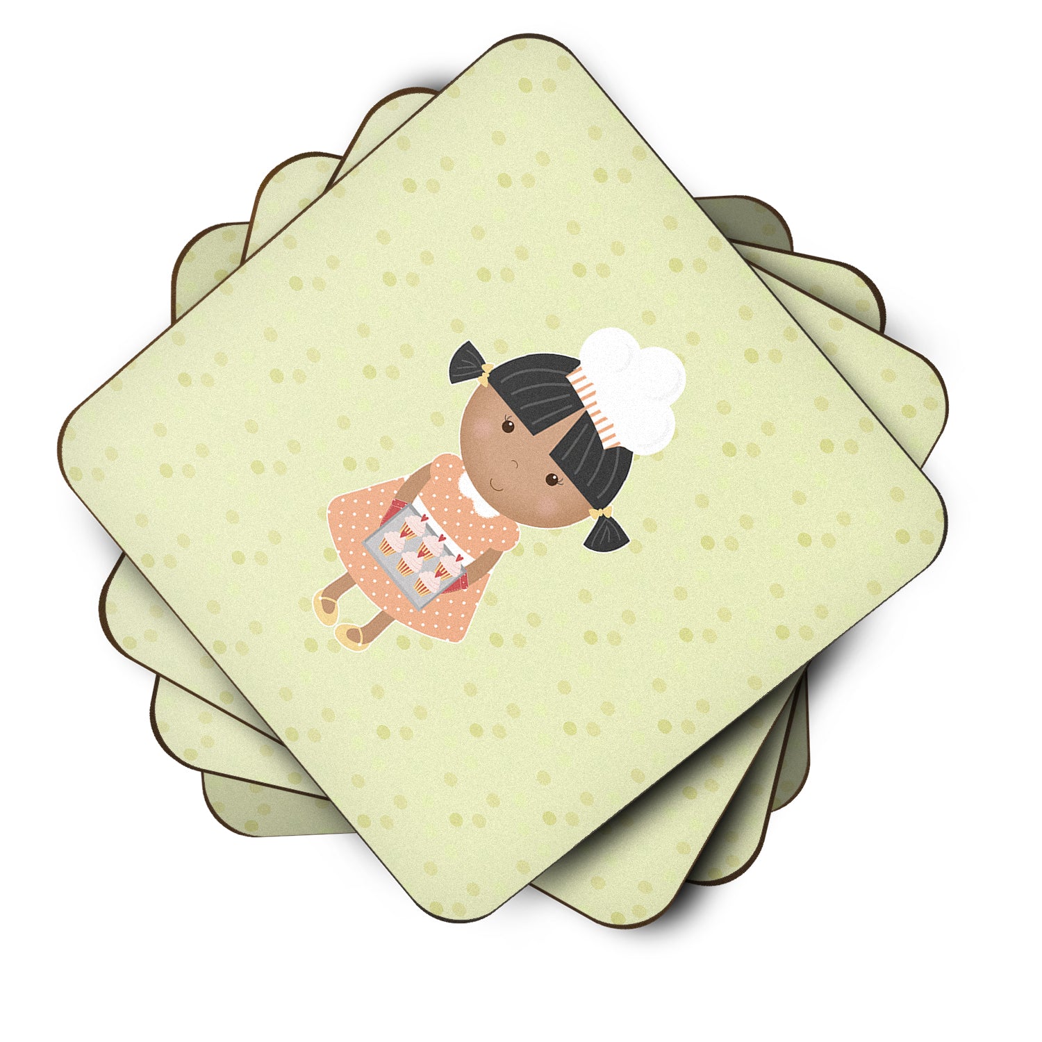 African American Baker on Green Foam Coaster Set of 4 BB7308FC - the-store.com