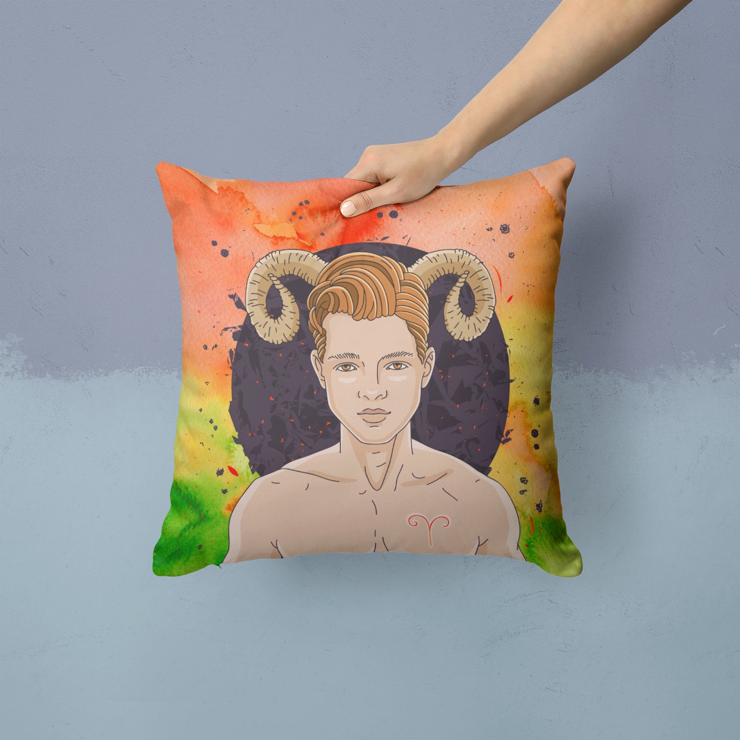 Aries Zodiac Sign Fabric Decorative Pillow BB7317PW1414 - the-store.com