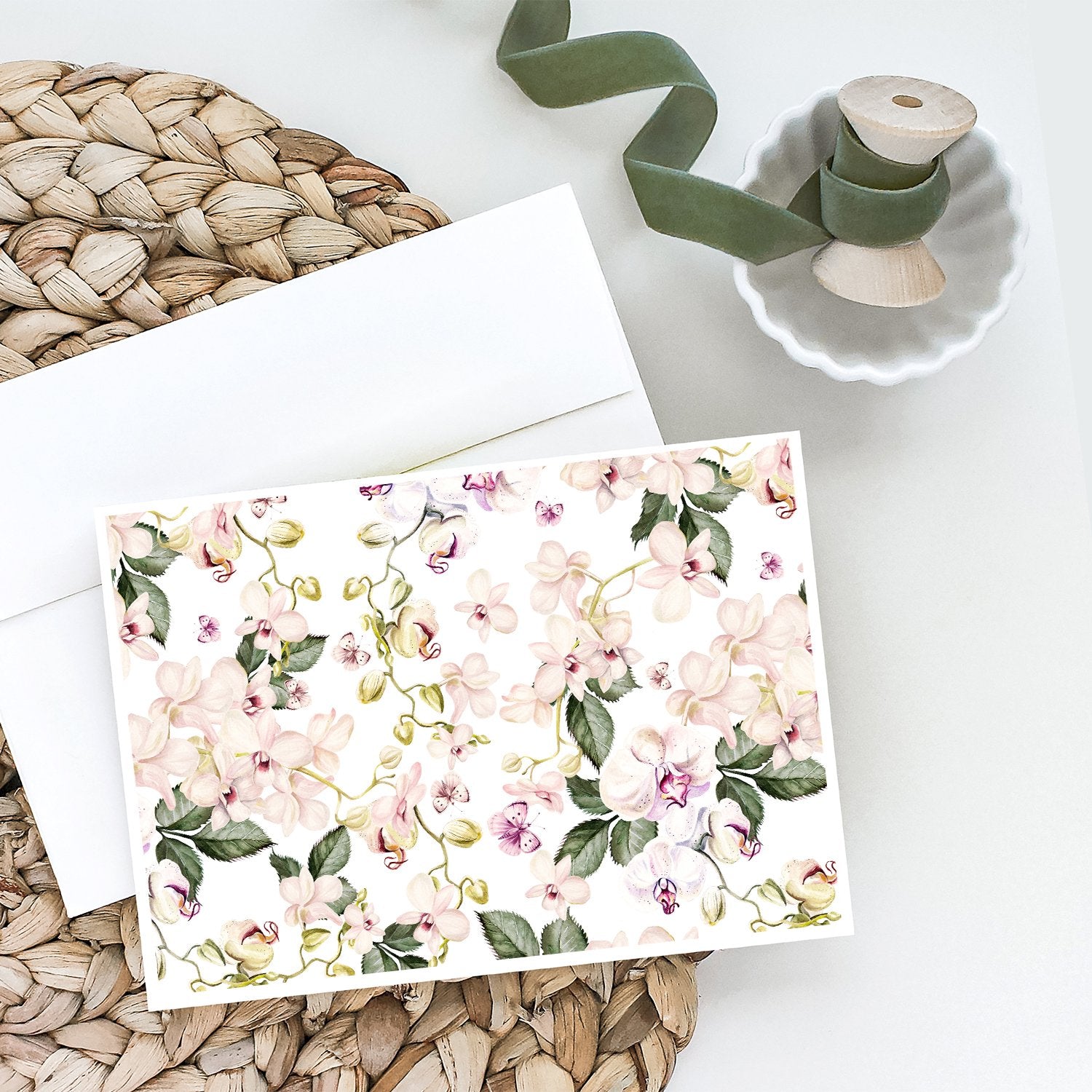 Orchids Greeting Cards and Envelopes Pack of 8 - the-store.com