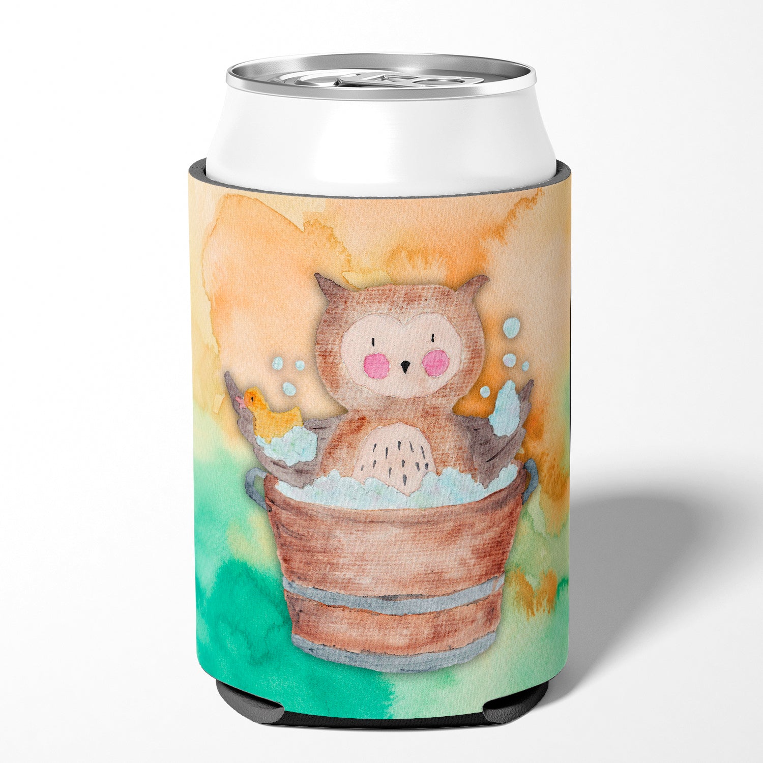 Owl Bathing Watercolor Can or Bottle Hugger BB7342CC