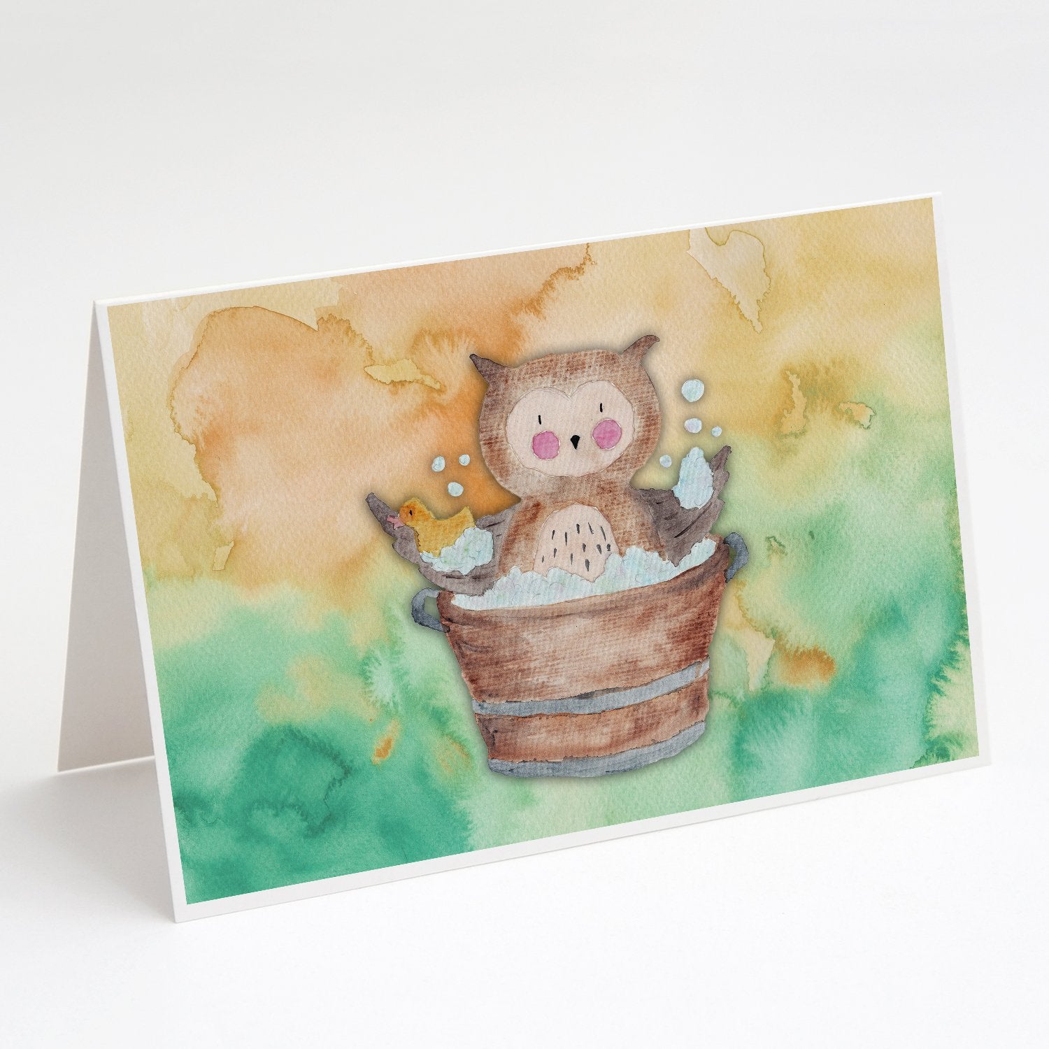 Buy this Owl Bathing Watercolor Greeting Cards and Envelopes Pack of 8