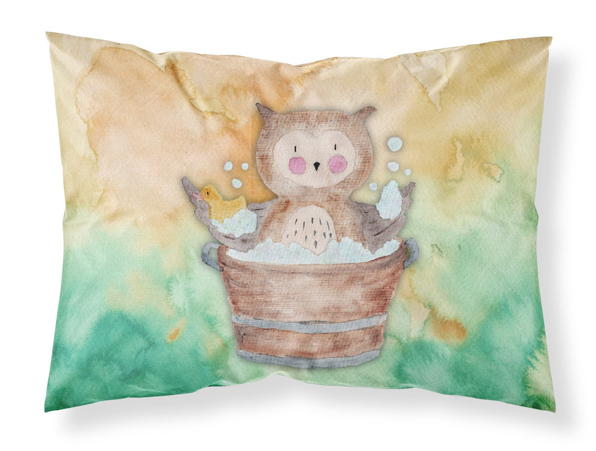 Owl Bathing Watercolor Fabric Standard Pillowcase BB7342PILLOWCASE by Caroline&#39;s Treasures