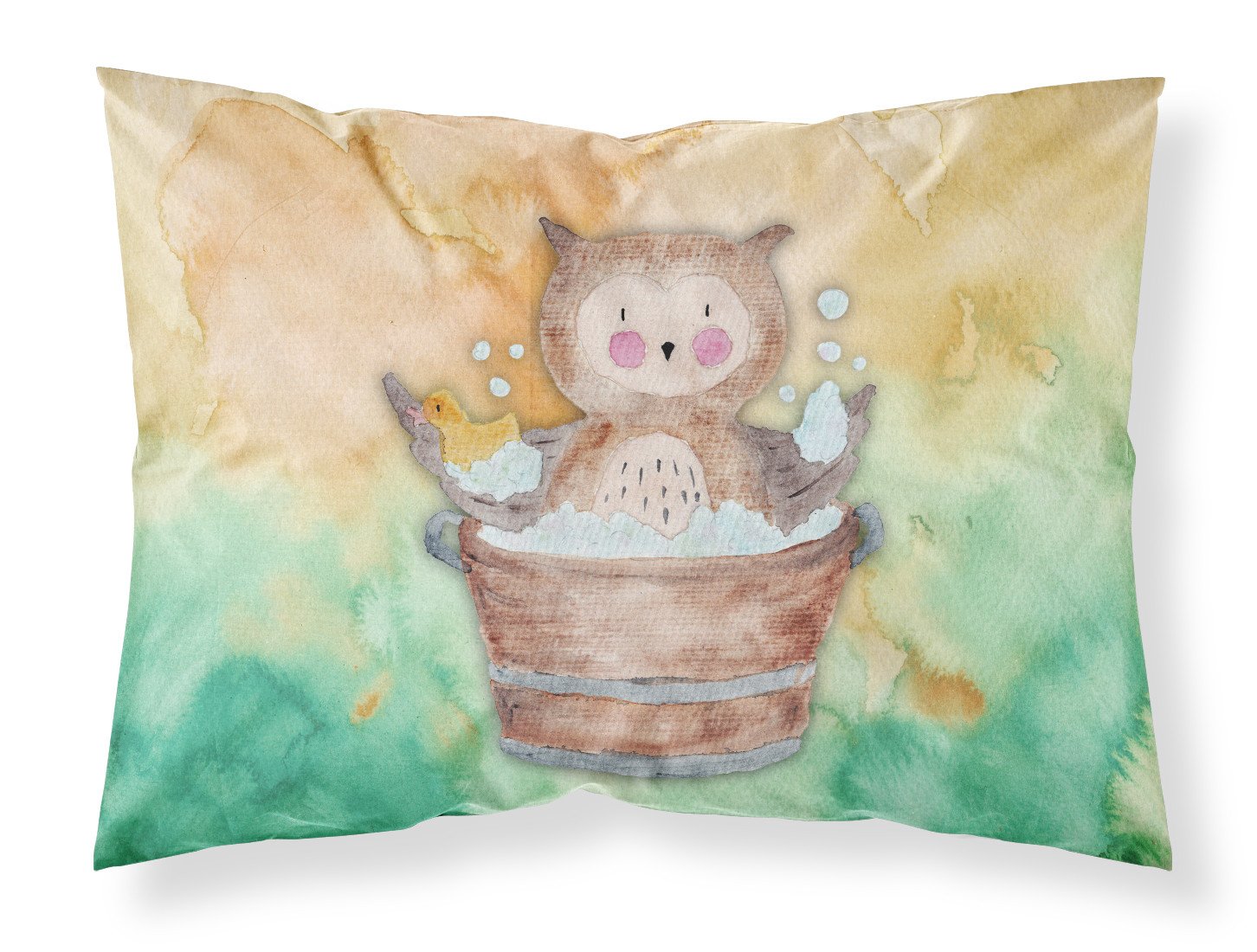 Owl Bathing Watercolor Fabric Standard Pillowcase BB7342PILLOWCASE by Caroline's Treasures