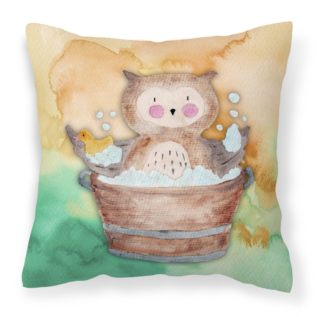 Owl Bathing Watercolor Fabric Decorative Pillow BB7342PW1818 by Caroline&#39;s Treasures