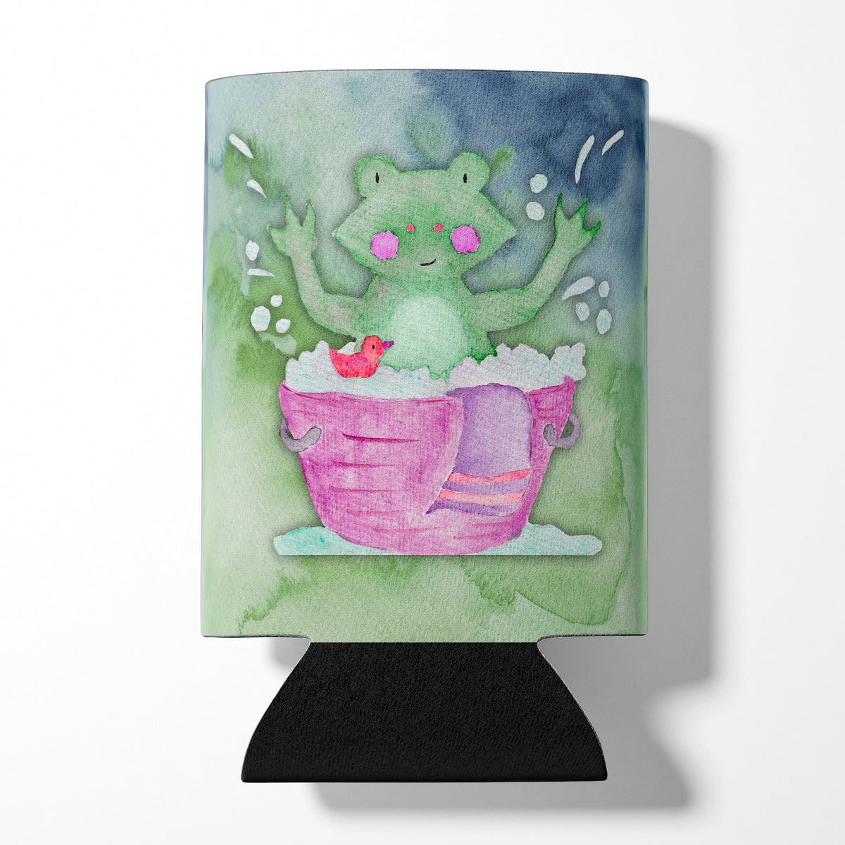 Frog Bathing Watercolor Can or Bottle Hugger BB7343CC