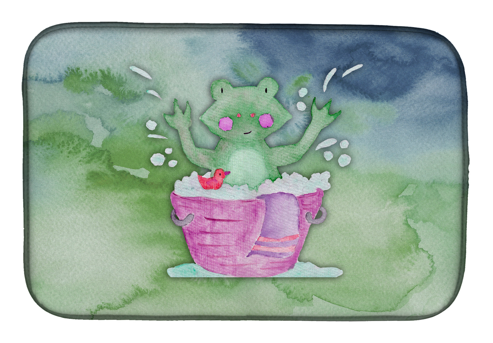 Frog Bathing Watercolor Dish Drying Mat BB7343DDM  the-store.com.