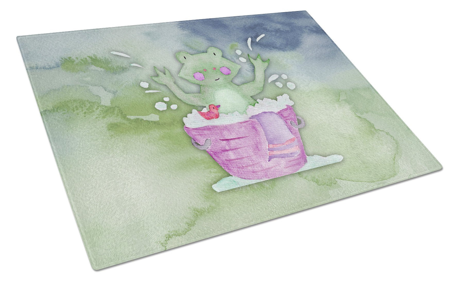 Frog Bathing Watercolor Glass Cutting Board Large BB7343LCB by Caroline's Treasures