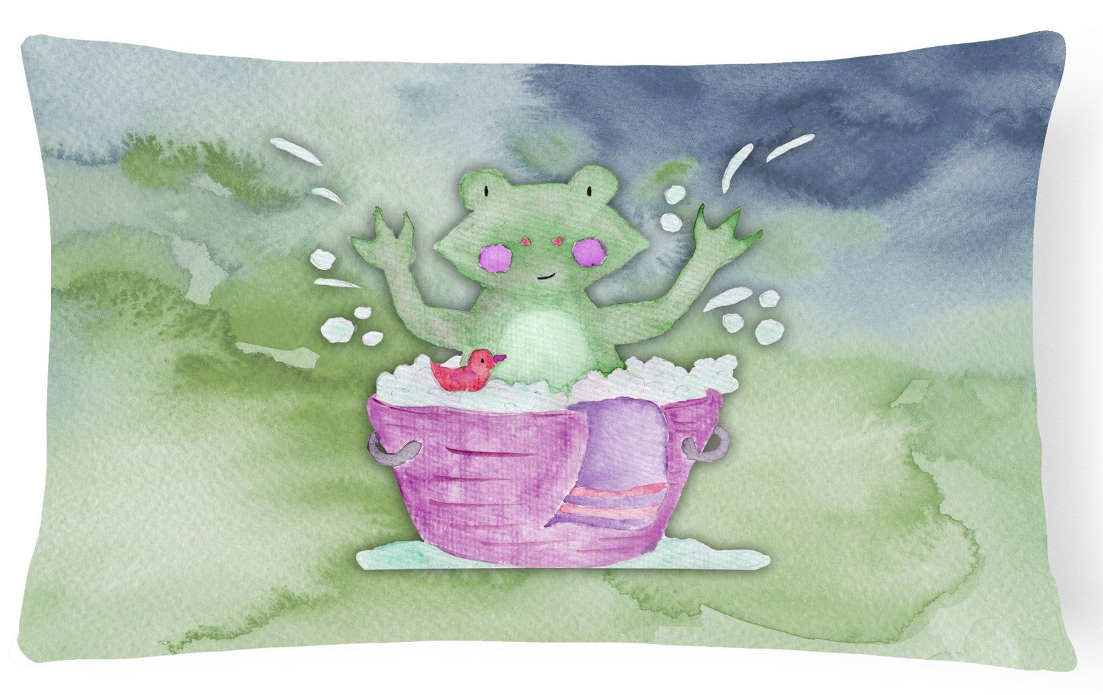 Frog Bathing Watercolor Canvas Fabric Decorative Pillow BB7343PW1216 by Caroline's Treasures