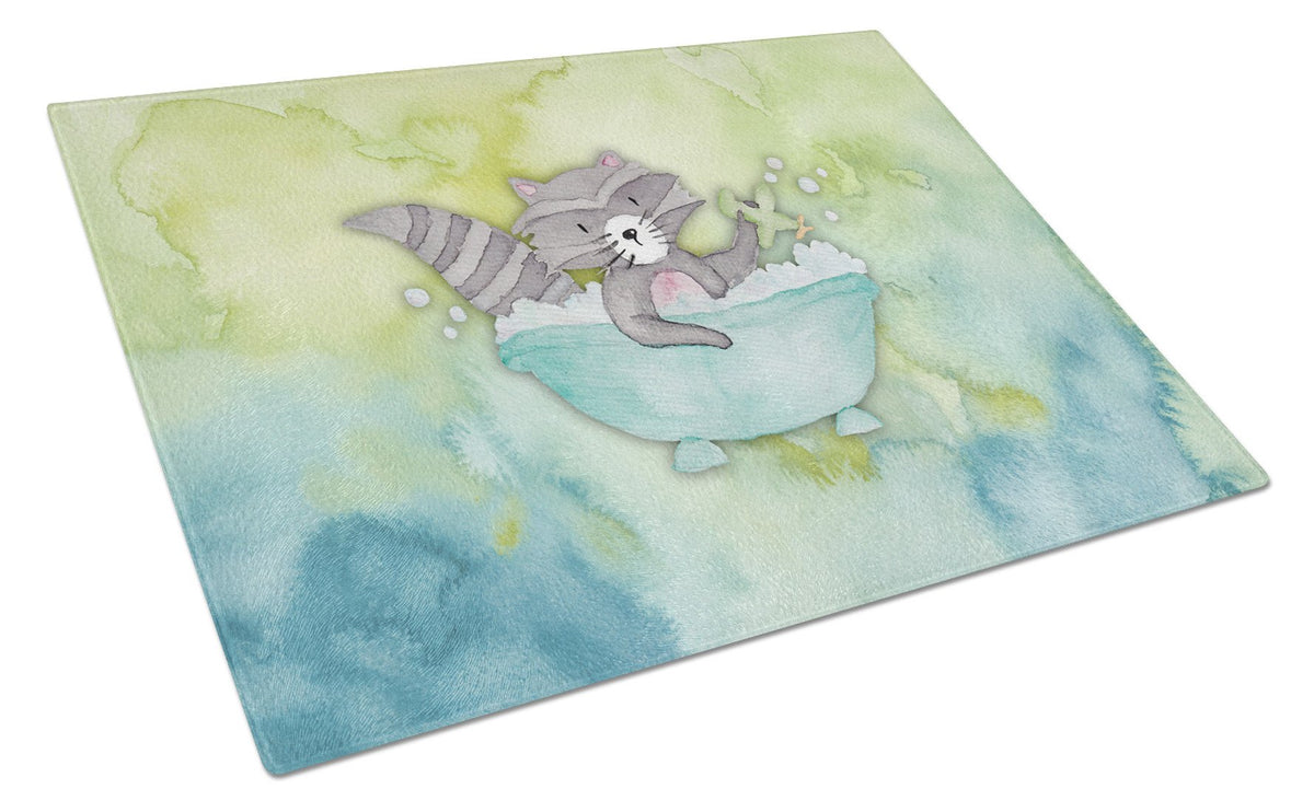 Raccoon Bathing Watercolor Glass Cutting Board Large BB7345LCB by Caroline&#39;s Treasures