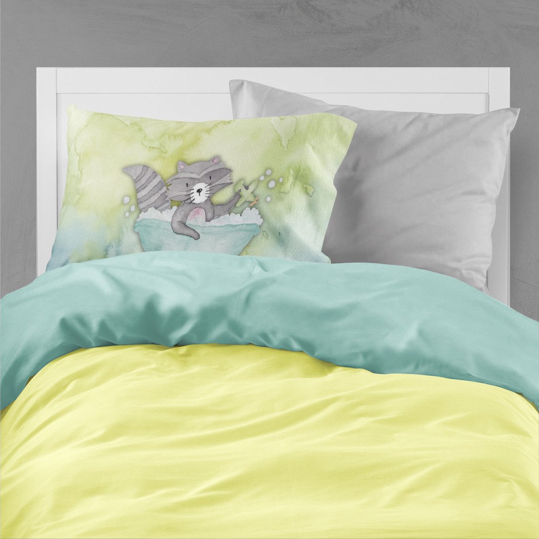 Raccoon Bathing Watercolor Fabric Standard Pillowcase BB7345PILLOWCASE by Caroline's Treasures