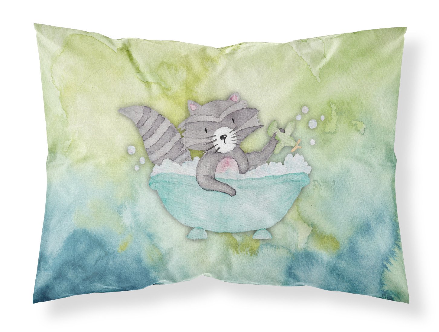 Raccoon Bathing Watercolor Fabric Standard Pillowcase BB7345PILLOWCASE by Caroline's Treasures
