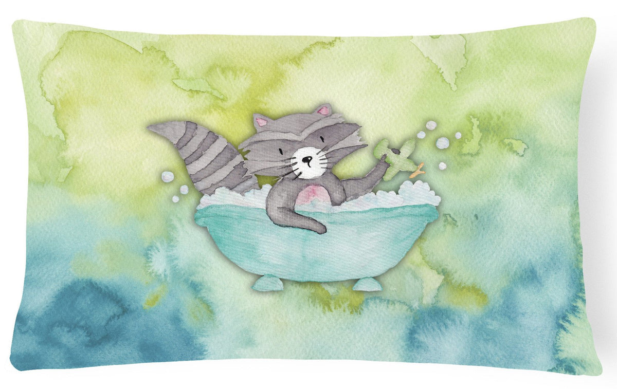 Raccoon Bathing Watercolor Canvas Fabric Decorative Pillow BB7345PW1216 by Caroline&#39;s Treasures