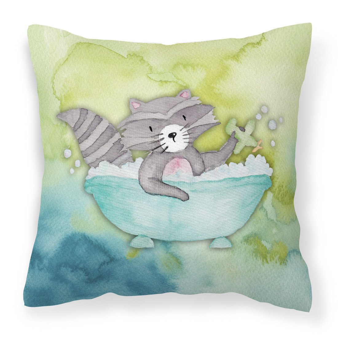 Raccoon Bathing Watercolor Fabric Decorative Pillow BB7345PW1818 by Caroline&#39;s Treasures