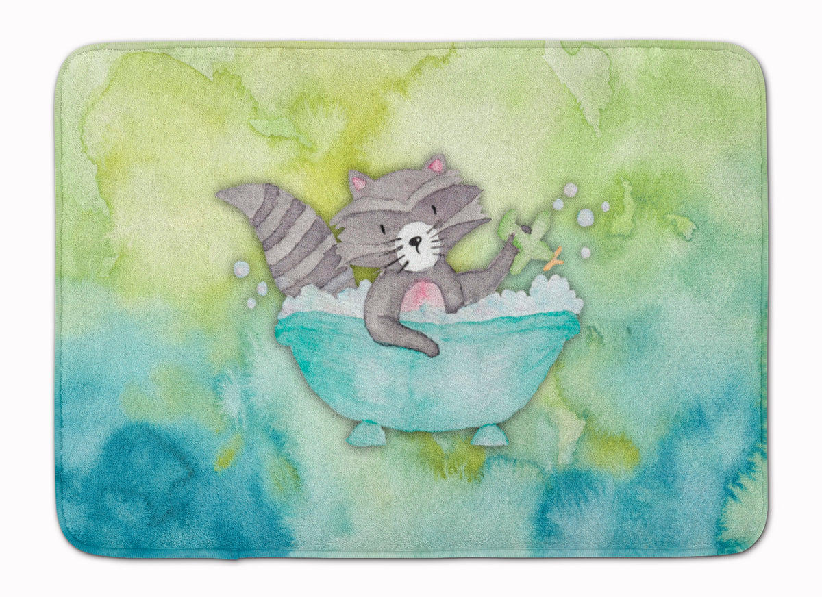 Raccoon Bathing Watercolor Machine Washable Memory Foam Mat BB7345RUG - the-store.com