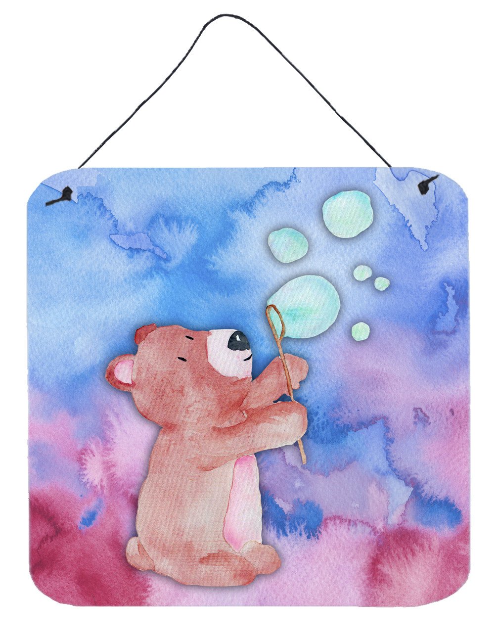 Bear and Bubbles Watercolor Wall or Door Hanging Prints BB7347DS66 by Caroline's Treasures