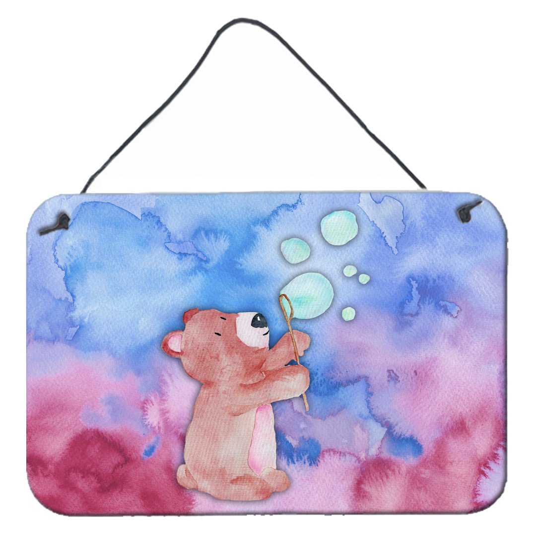 Bear and Bubbles Watercolor Wall or Door Hanging Prints BB7347DS812 by Caroline's Treasures