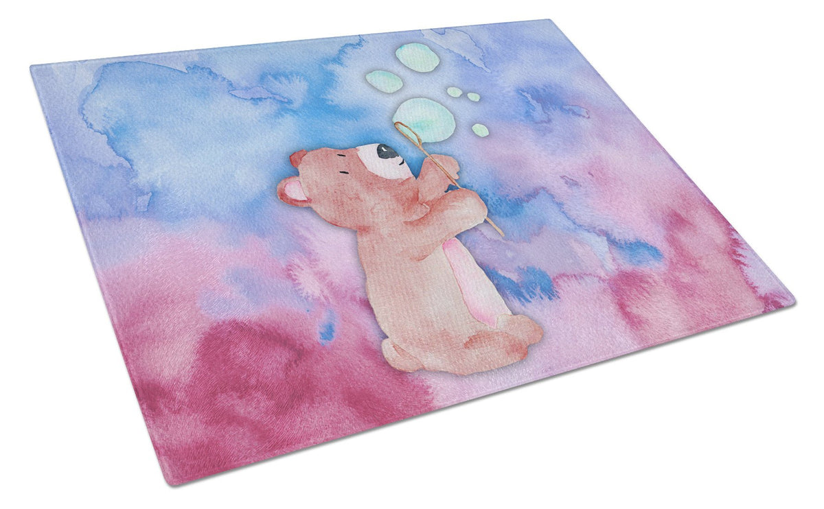Bear and Bubbles Watercolor Glass Cutting Board Large BB7347LCB by Caroline&#39;s Treasures