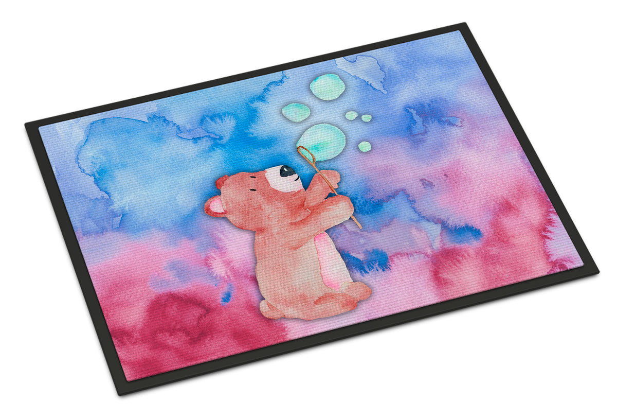 Bear and Bubbles Watercolor Indoor or Outdoor Mat 18x27 BB7347MAT - the-store.com
