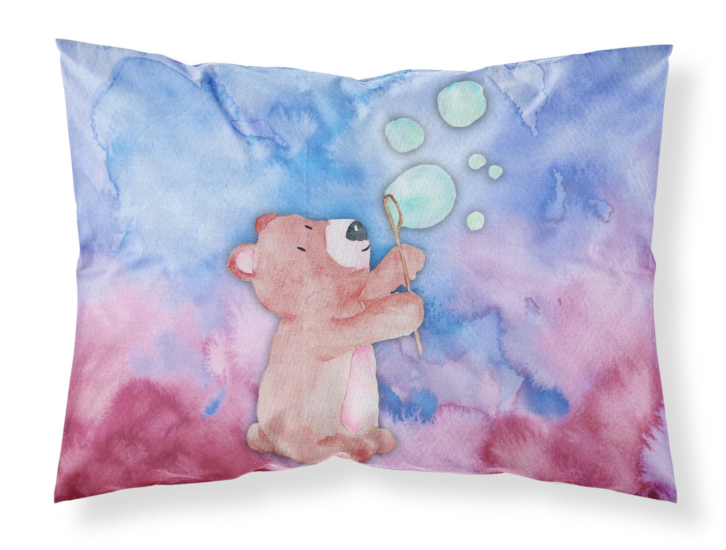 Bear and Bubbles Watercolor Fabric Standard Pillowcase BB7347PILLOWCASE by Caroline's Treasures