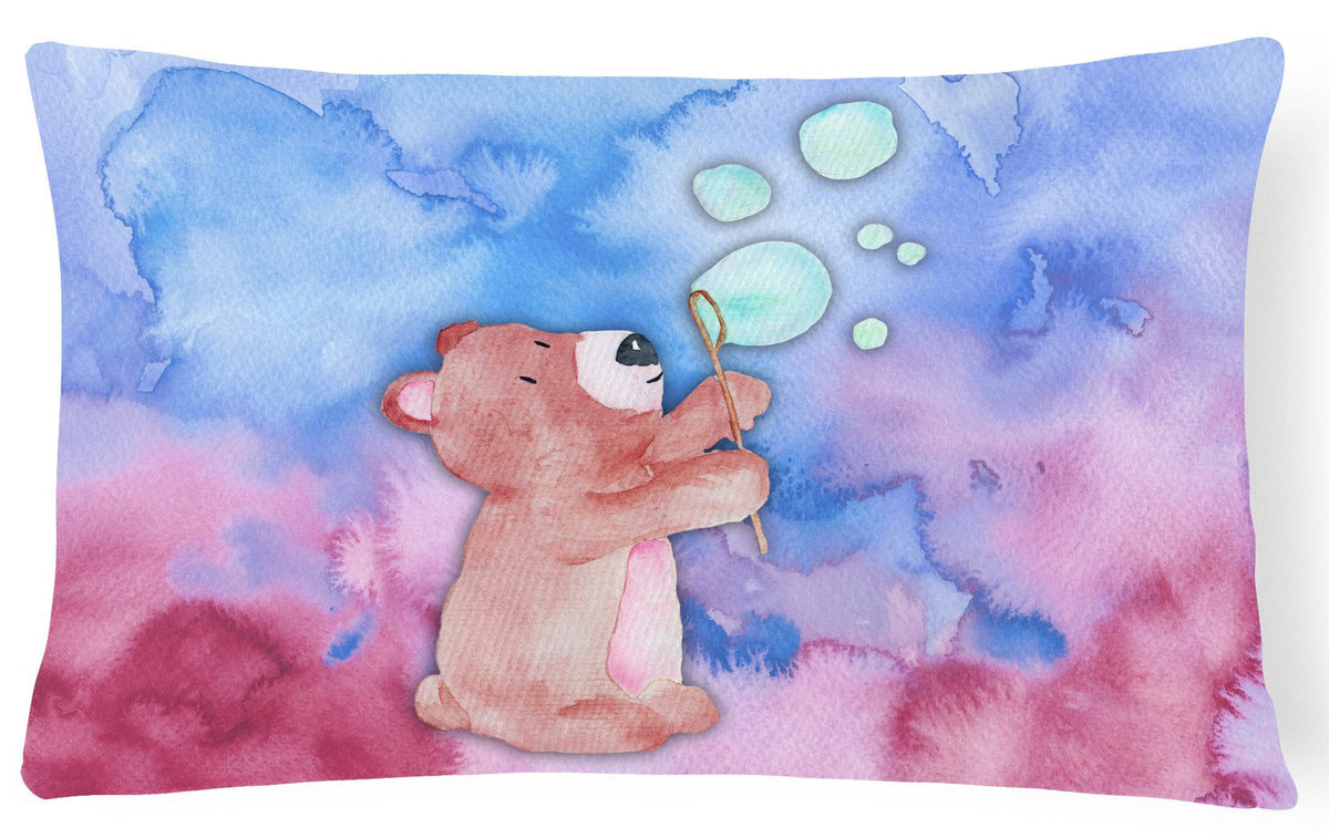 Bear and Bubbles Watercolor Canvas Fabric Decorative Pillow BB7347PW1216 by Caroline&#39;s Treasures