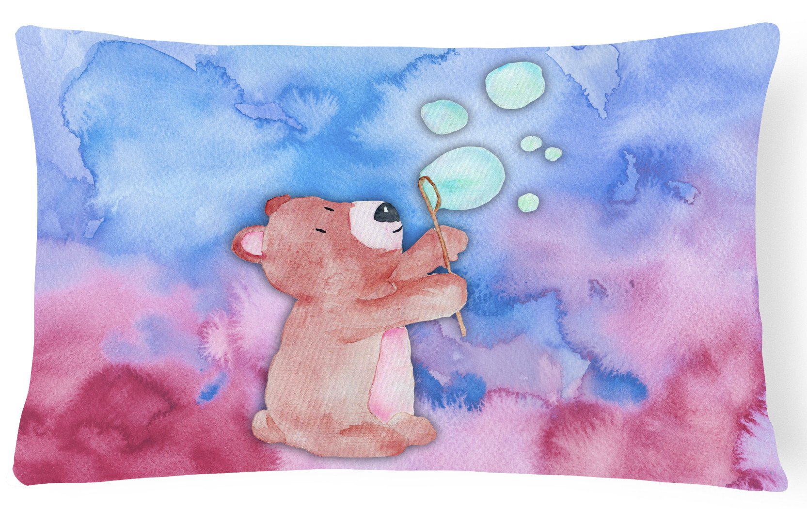 Bear and Bubbles Watercolor Canvas Fabric Decorative Pillow BB7347PW1216 by Caroline's Treasures