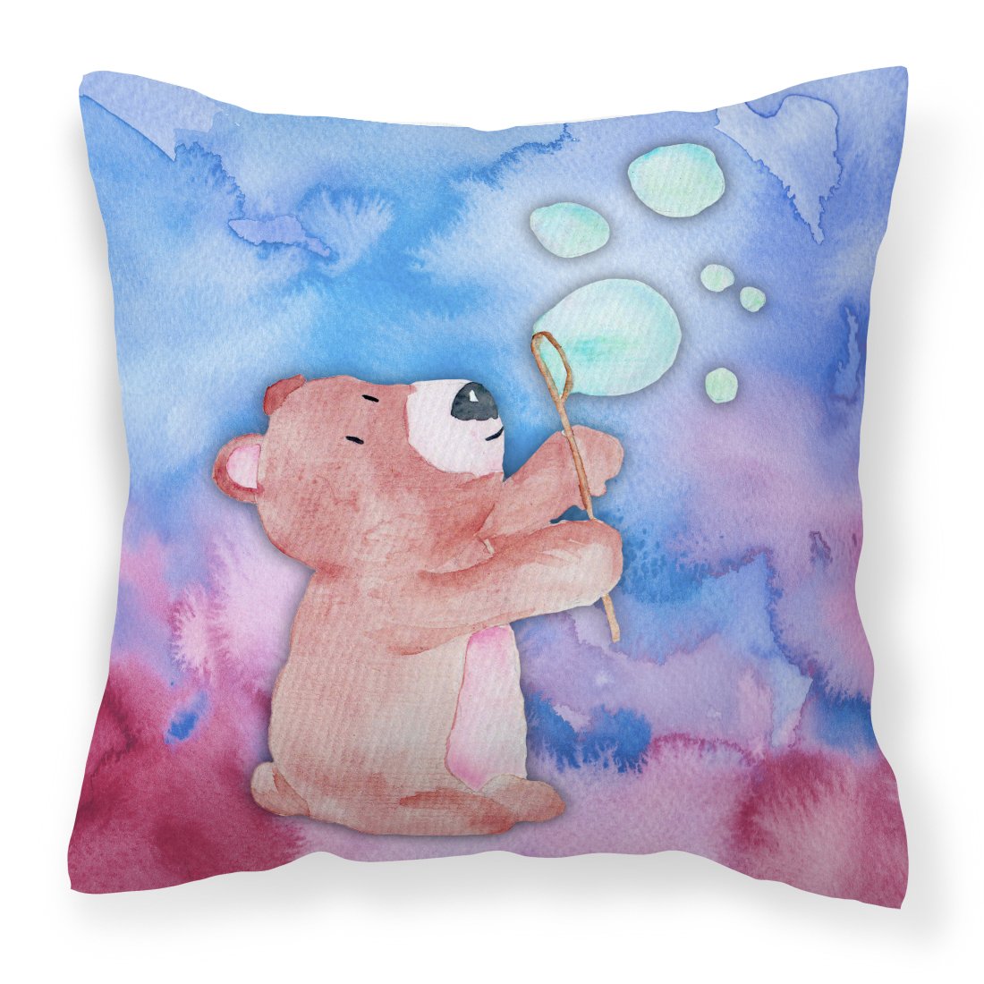 Bear and Bubbles Watercolor Fabric Decorative Pillow BB7347PW1818 by Caroline&#39;s Treasures