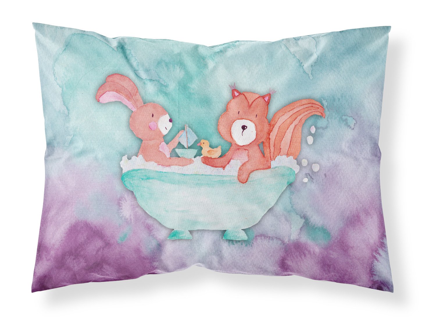 Rabbit and Squirrel Bathing Watercolor Fabric Standard Pillowcase BB7348PILLOWCASE by Caroline's Treasures