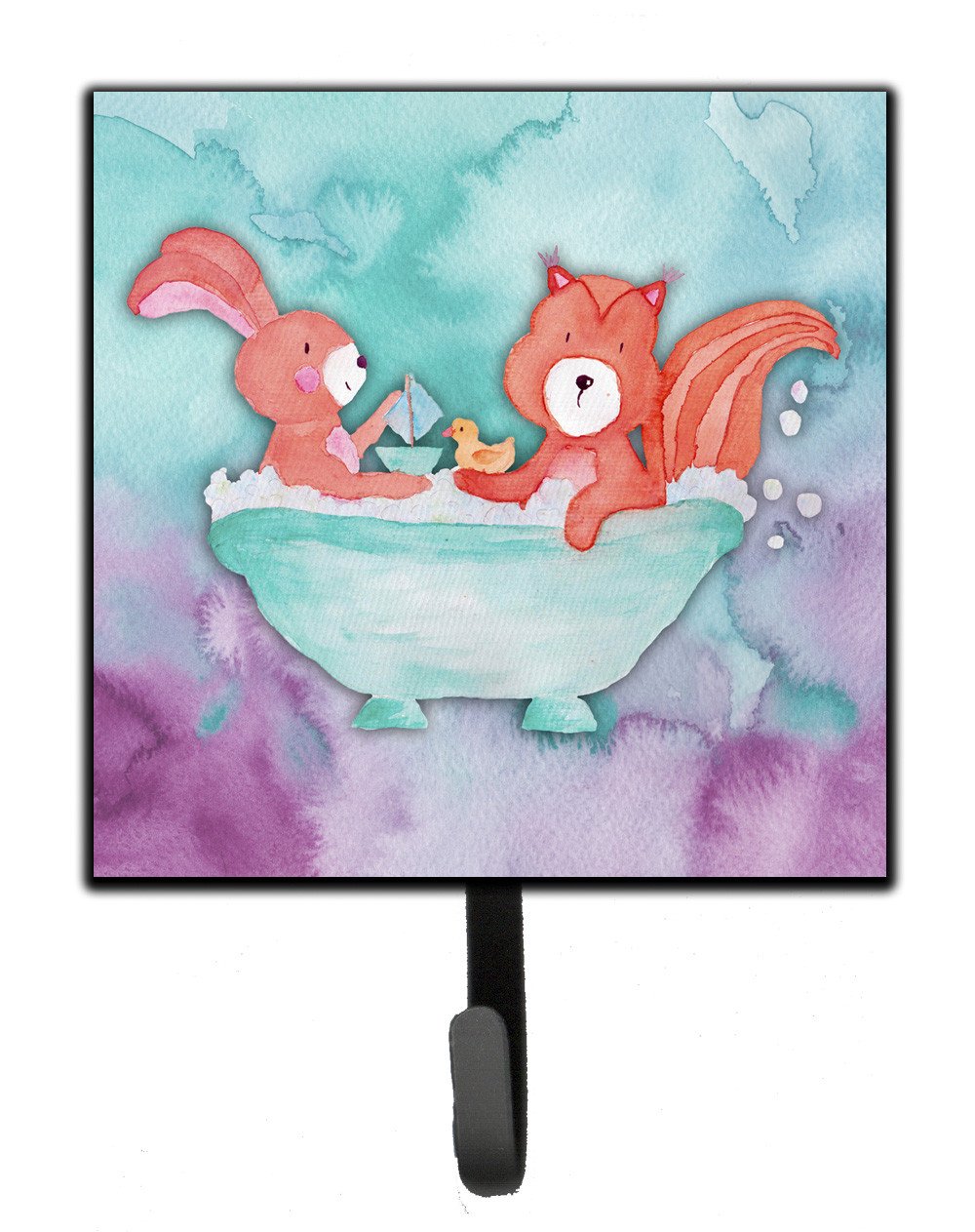 Rabbit and Squirrel Bathing Watercolor Leash or Key Holder BB7348SH4 by Caroline&#39;s Treasures