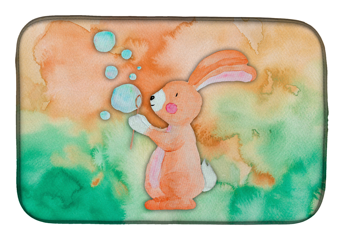 Rabbit and Bubbles Watercolor Dish Drying Mat BB7349DDM