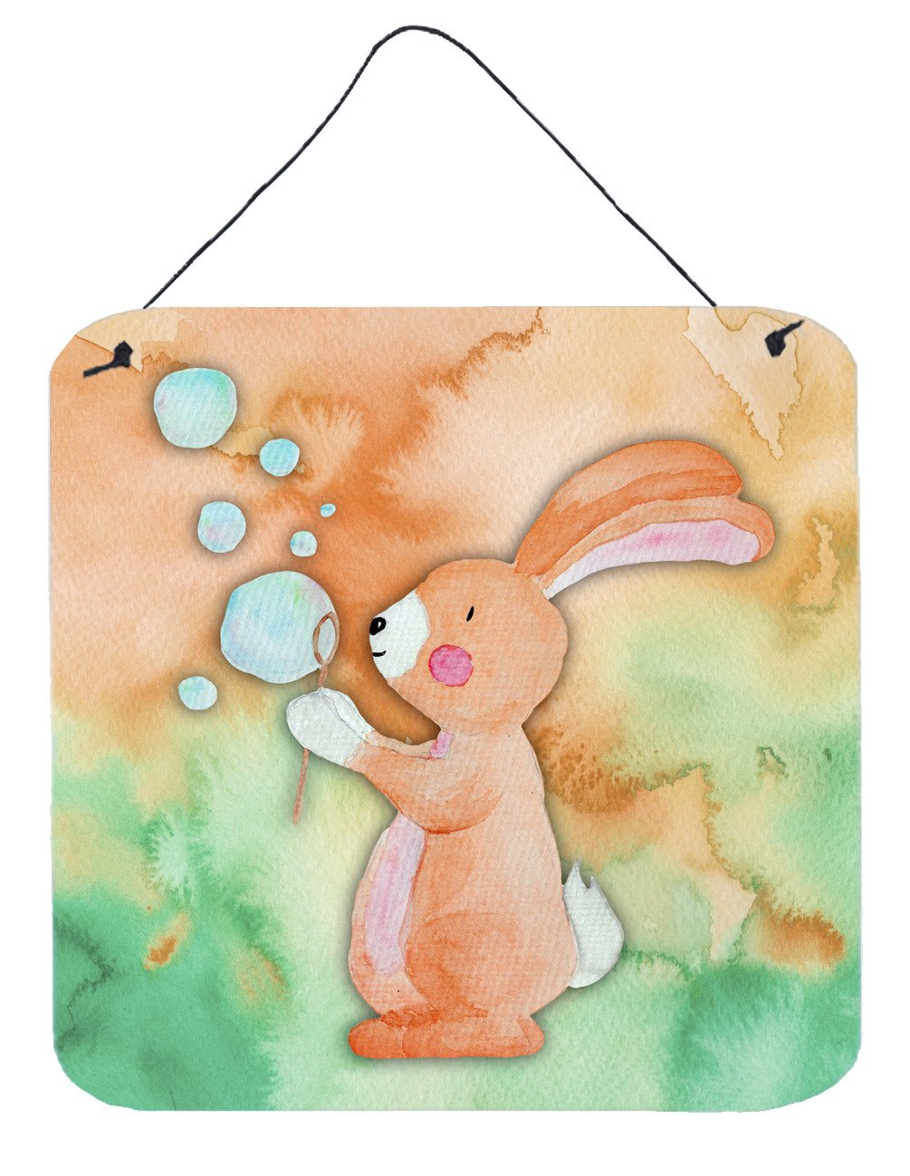 Rabbit and Bubbles Watercolor Wall or Door Hanging Prints BB7349DS66 by Caroline's Treasures