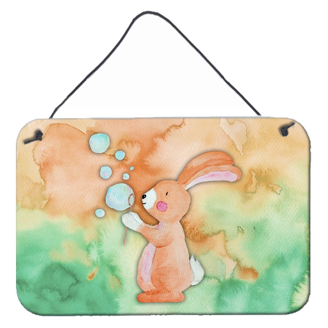 Rabbit and Bubbles Watercolor Wall or Door Hanging Prints BB7349DS812 by Caroline's Treasures