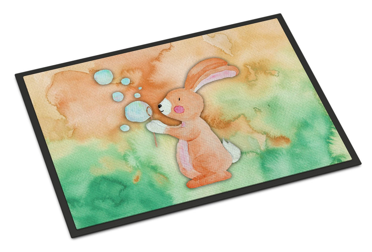 Rabbit and Bubbles Watercolor Indoor or Outdoor Mat 24x36 BB7349JMAT by Caroline&#39;s Treasures