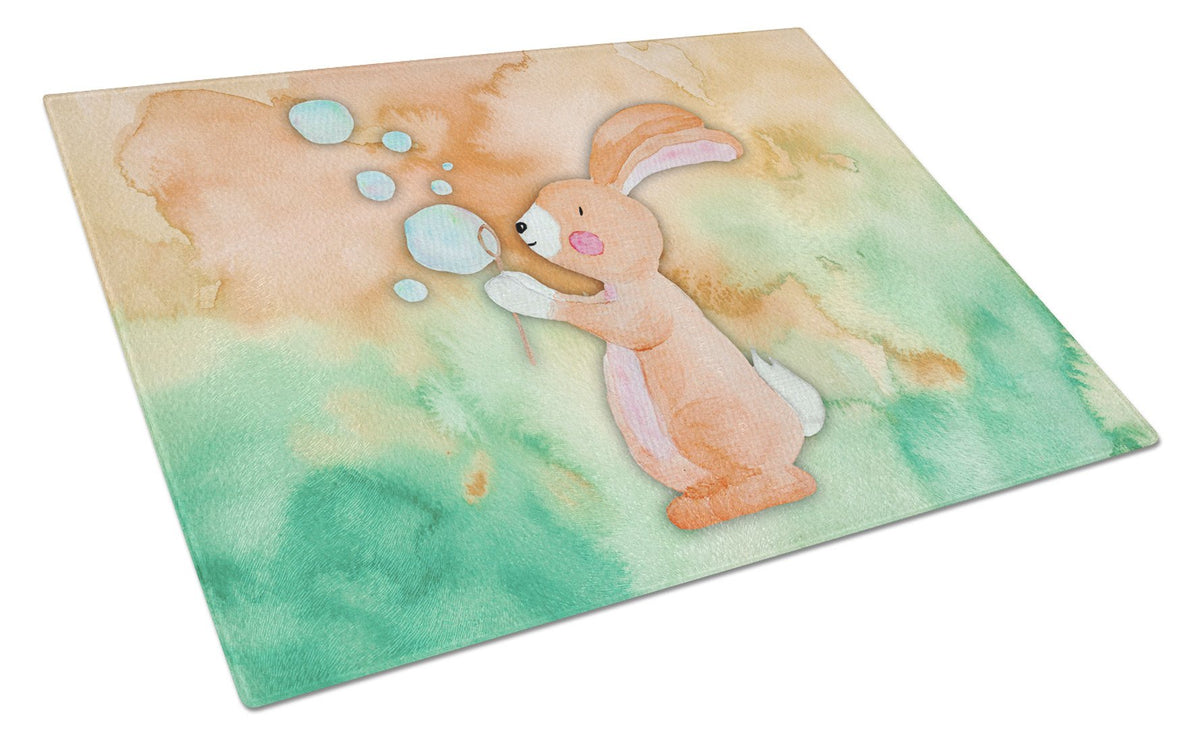 Rabbit and Bubbles Watercolor Glass Cutting Board Large BB7349LCB by Caroline&#39;s Treasures