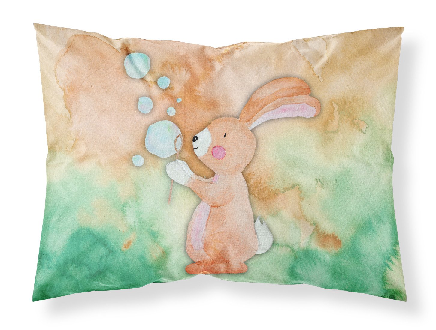 Rabbit and Bubbles Watercolor Fabric Standard Pillowcase BB7349PILLOWCASE by Caroline's Treasures