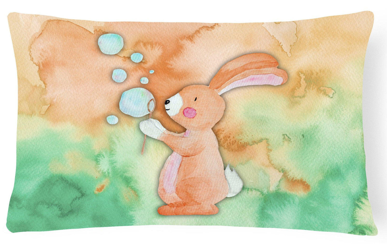 Rabbit and Bubbles Watercolor Canvas Fabric Decorative Pillow BB7349PW1216 by Caroline's Treasures