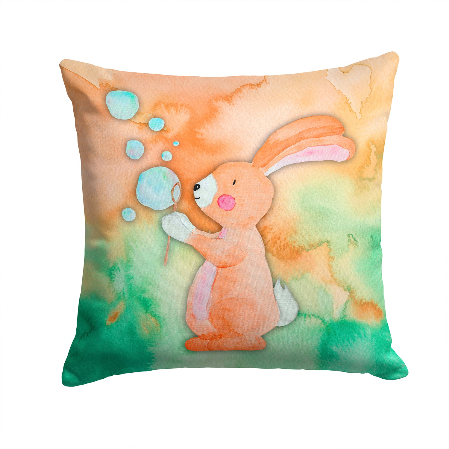 Rabbit and Bubbles Watercolor Fabric Decorative Pillow BB7349PW1414 - the-store.com