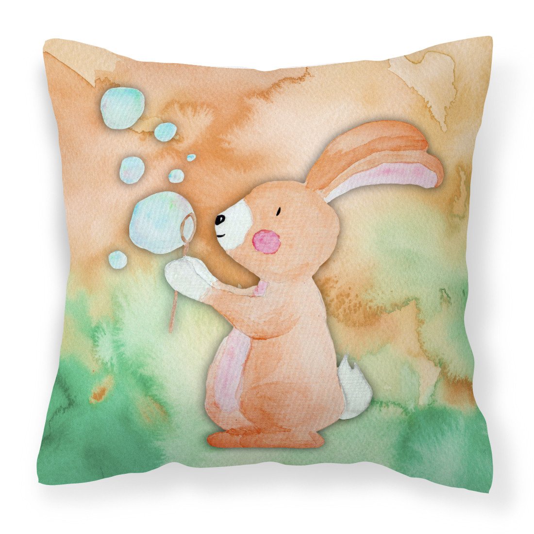 Rabbit and Bubbles Watercolor Fabric Decorative Pillow BB7349PW1818 by Caroline&#39;s Treasures