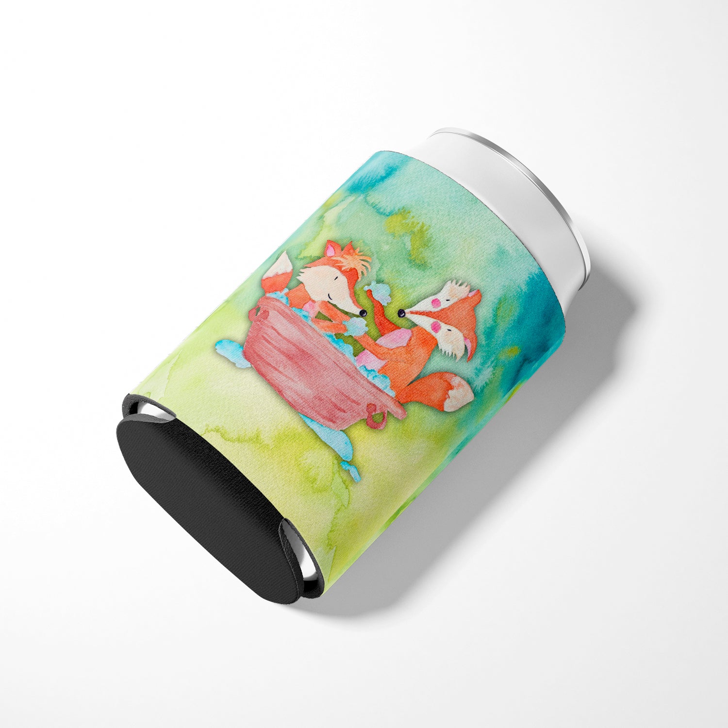 Foxes Bathing Watercolor Can or Bottle Hugger BB7350CC