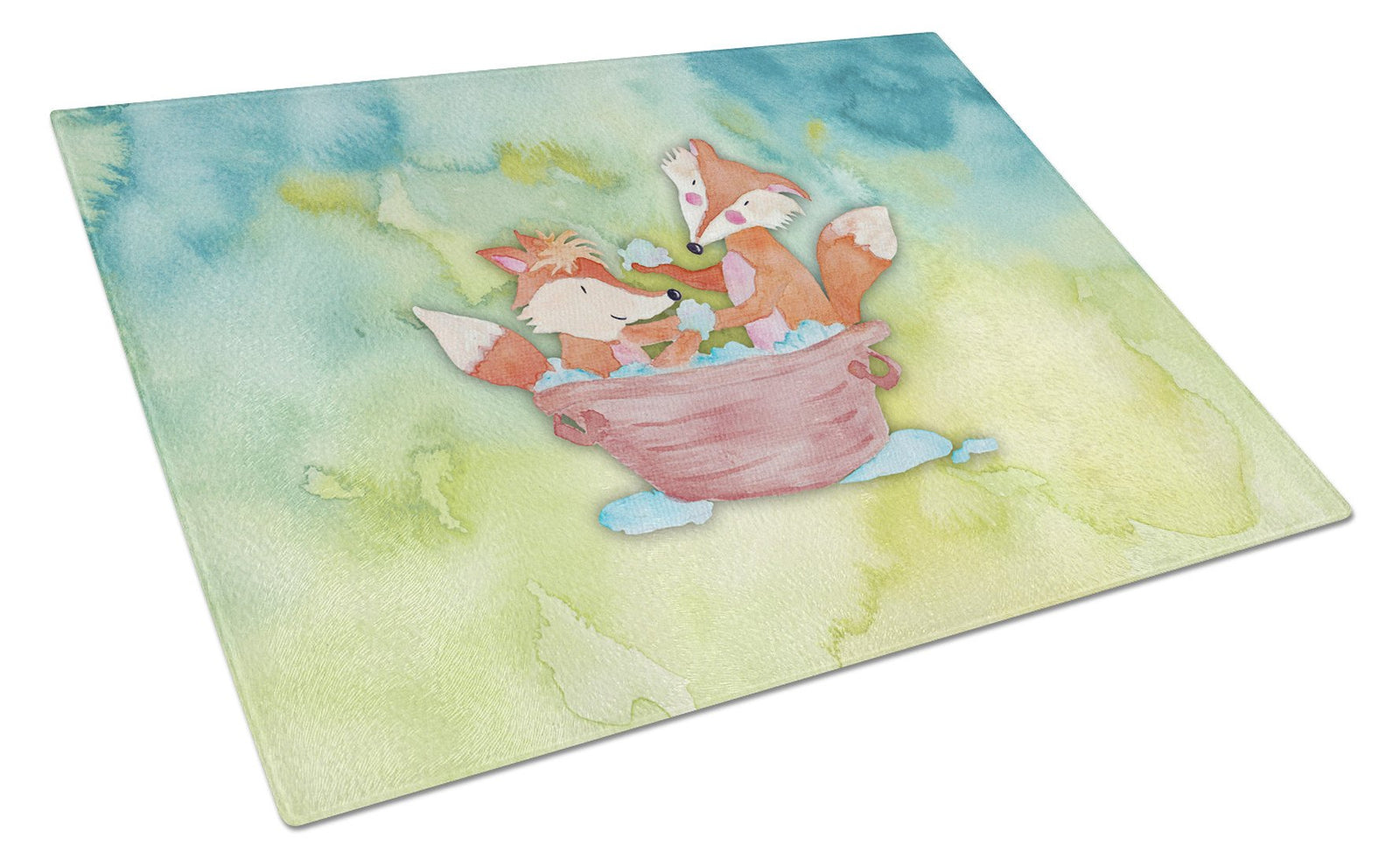 Foxes Bathing Watercolor Glass Cutting Board Large BB7350LCB by Caroline's Treasures