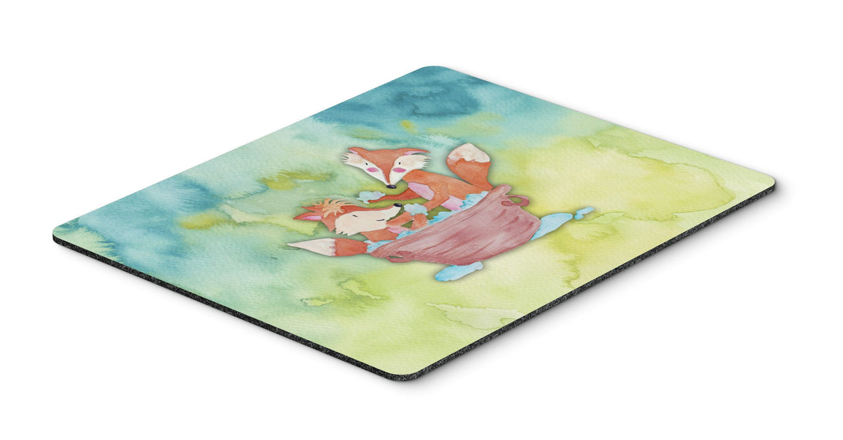 Foxes Bathing Watercolor Mouse Pad, Hot Pad or Trivet BB7350MP by Caroline&#39;s Treasures