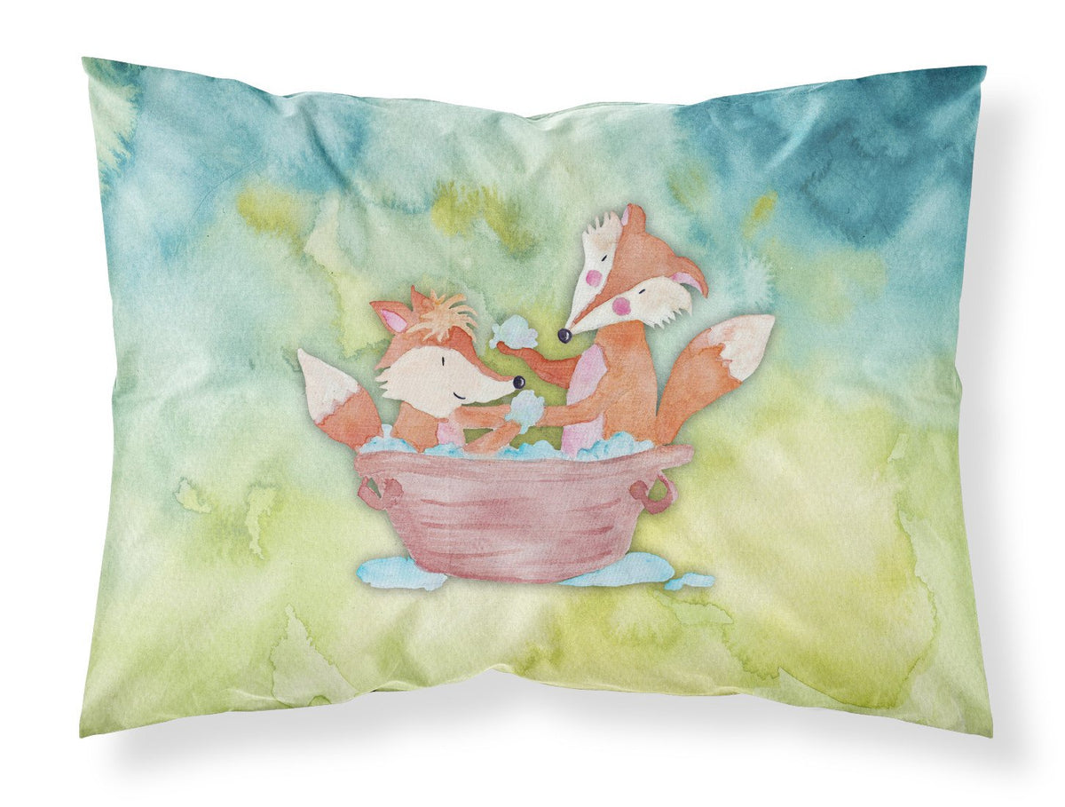 Foxes Bathing Watercolor Fabric Standard Pillowcase BB7350PILLOWCASE by Caroline&#39;s Treasures